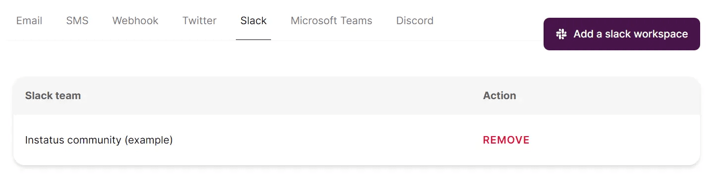 Instatus Slack integration