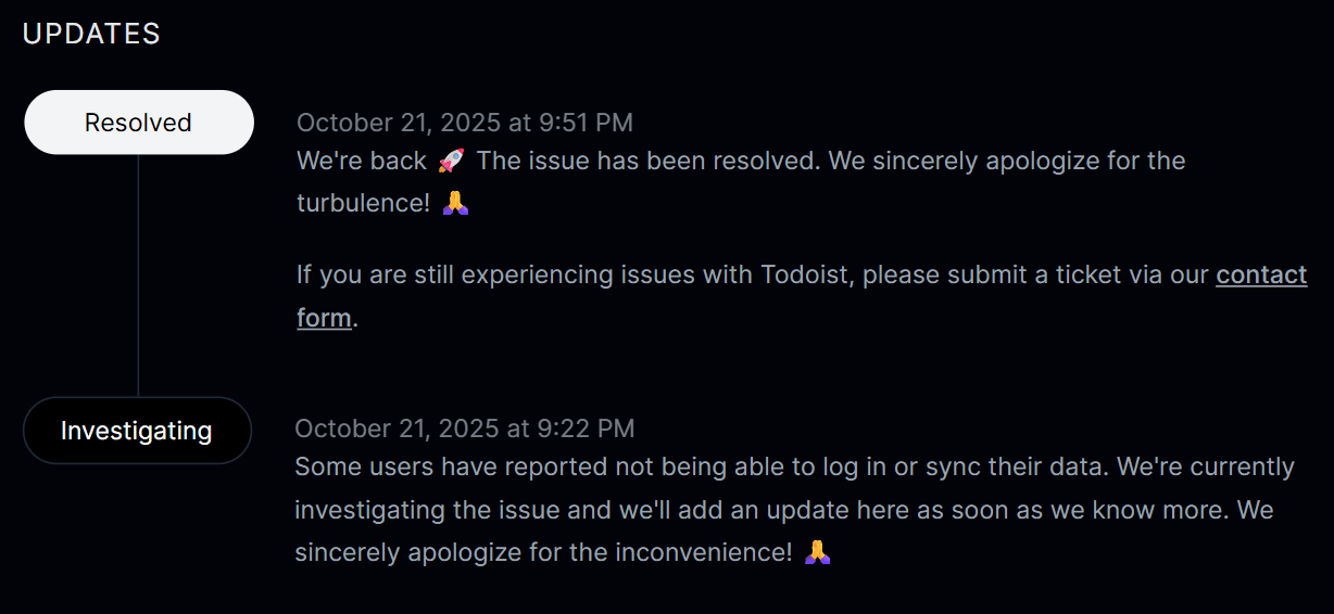 Downtime events