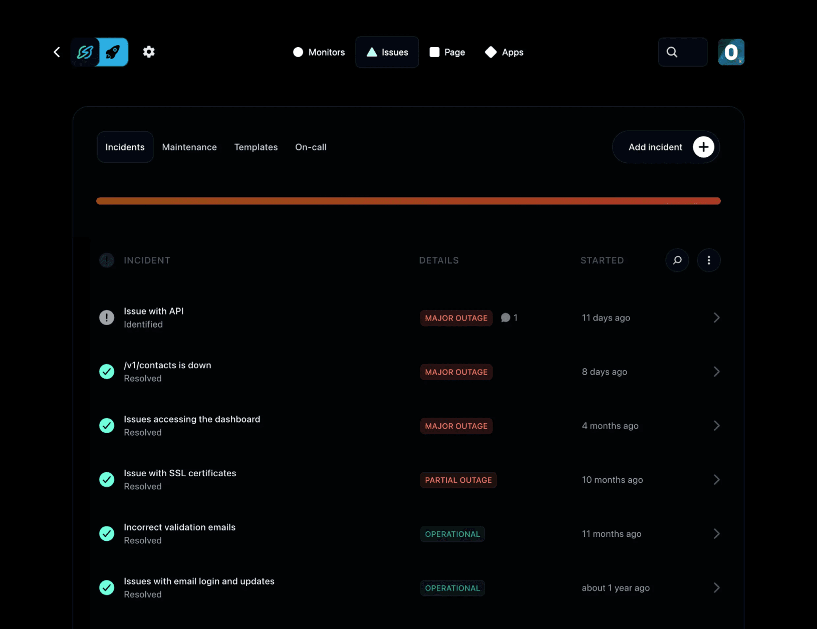Instatus incident response