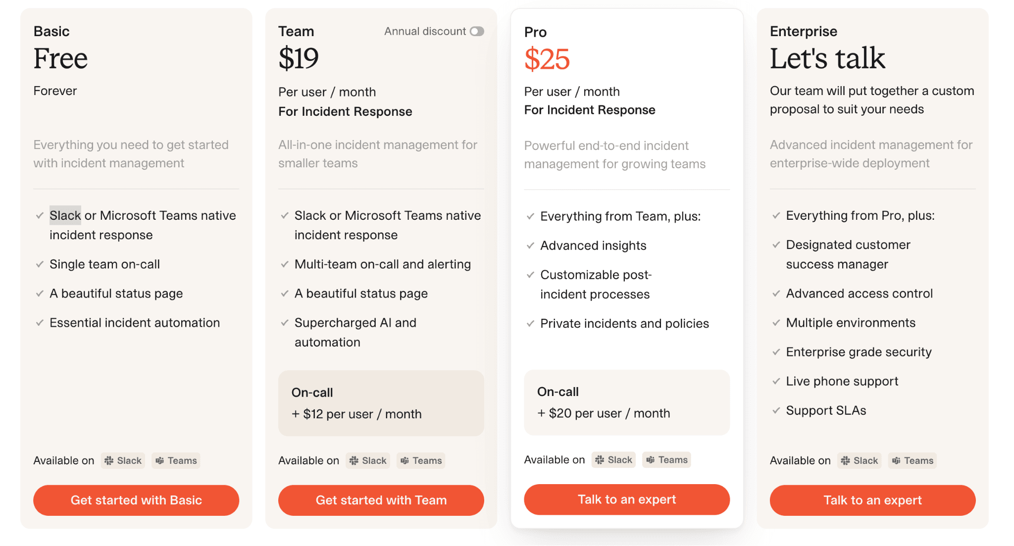 incident.io pricing plans