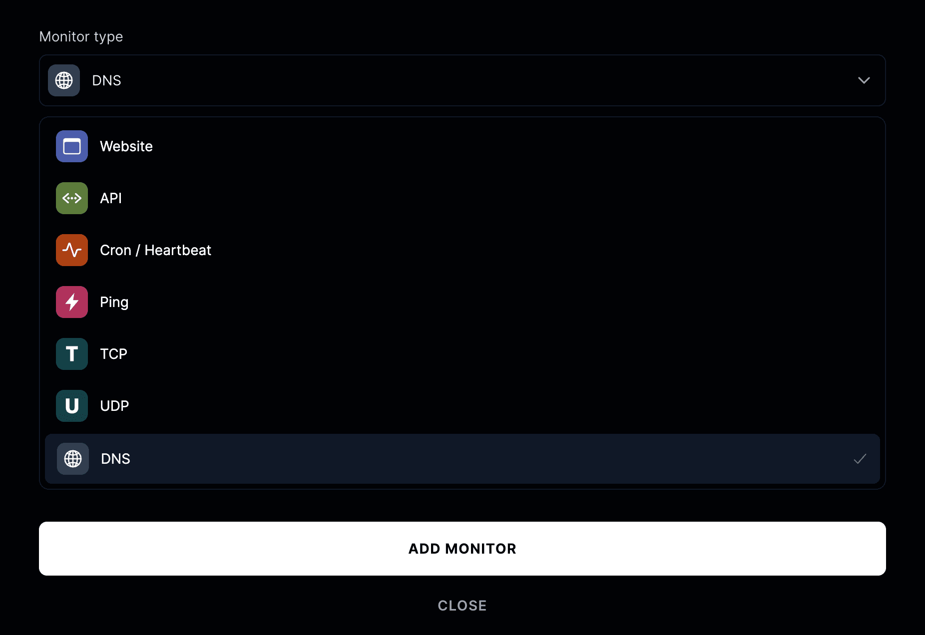 DNS monitor type