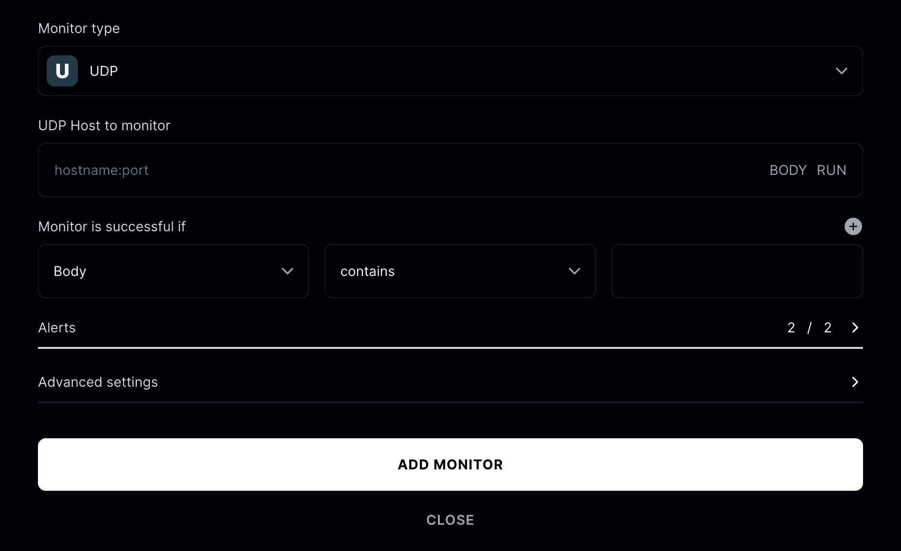 Add UDP monitor
